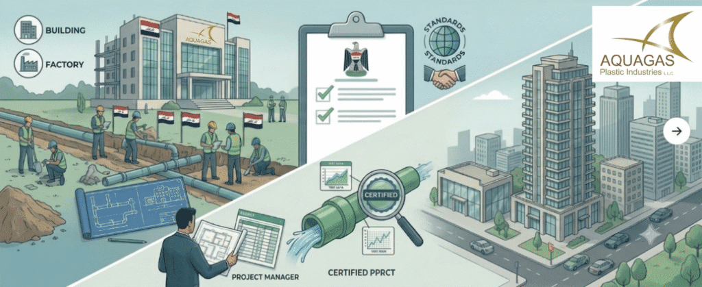 Specifying PPRCT pipes for government tenders in Iraq, highlighting international procurement standards, compliance requirements, certified piping systems, and infrastructure project specifications.