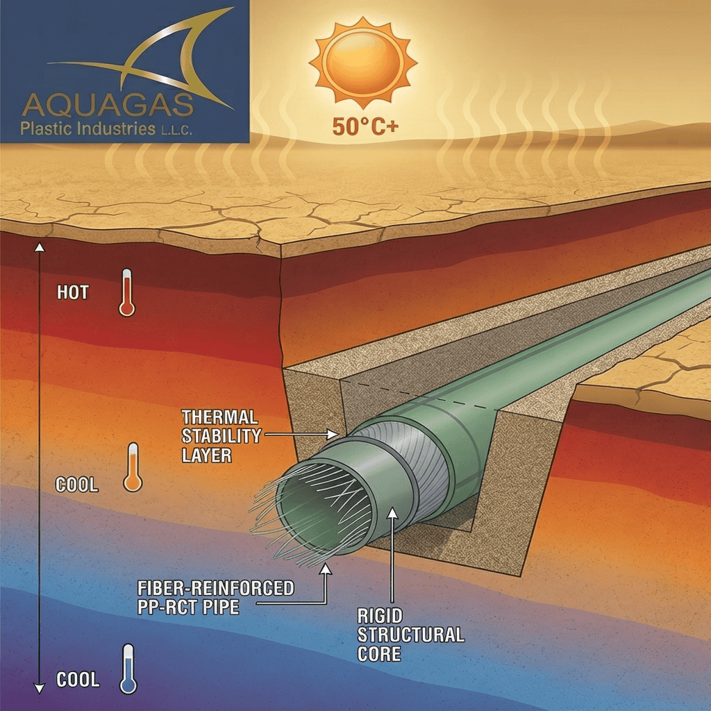 Underground Glass-Fiber PP-RCT Pipe Iraq | Aquagas Plastics